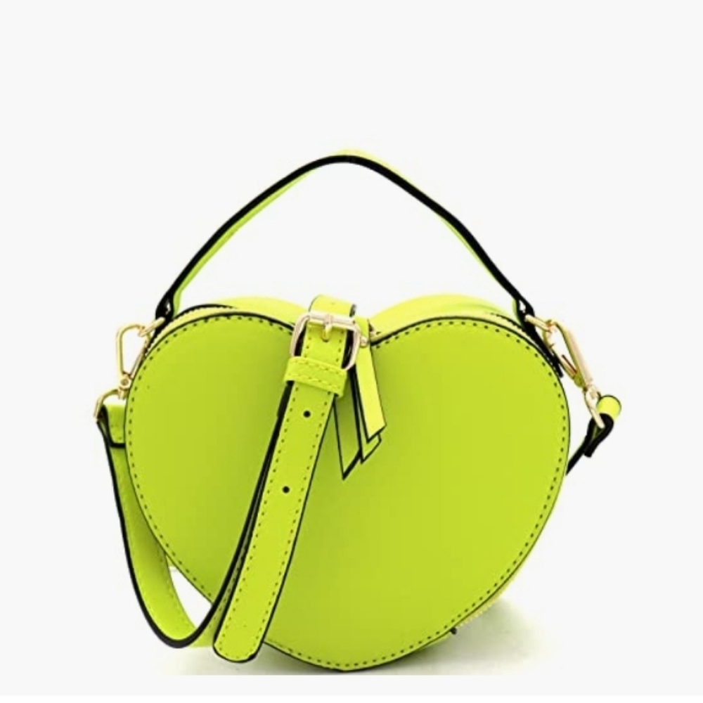 Lime Green Heart Shaped Crossbody Bag